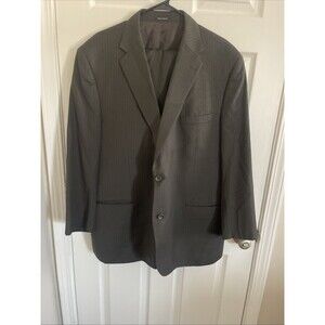 Pronto Uomo 2 Piece Pant Suit Jacket Mens Gray Pinstriped 100% Wool 48R